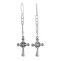 Radiant Faith,'Handcrafted Sterling Silver Cross Dangle Earrings from India'