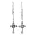 Radiant Faith,'Handcrafted Sterling Silver Cross Dangle Earrings from India'