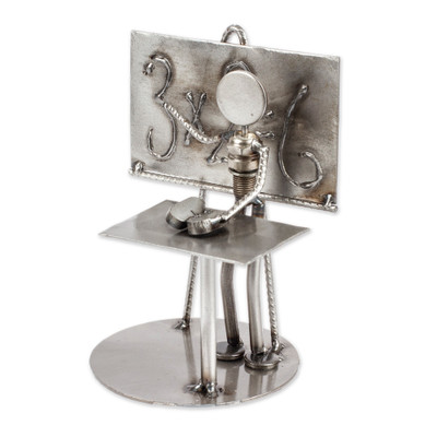 'Rustic Professor' - Collectible Recycled Car Parts and Metal Sculpture Rustic