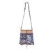 'Thai Leather-Accented Cotton Blend Sling Bag in Blue'