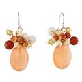 Handcrafted Quartz and Calcite Thai Cluster Earrings 'Ginger Holiday Dreams'