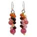 Cultured pearl and carnelian cluster earrings, 'Rosy Vineyard'