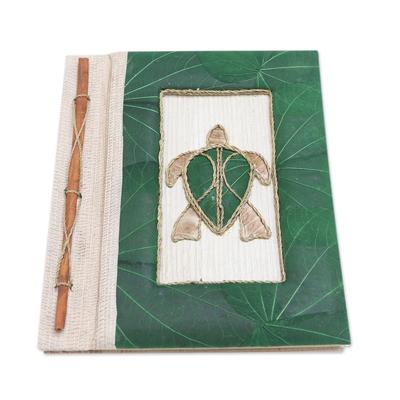Tortoise Thoughts in Green,'Green Natural Fiber Turtle-Motif Journal'