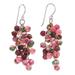 Dionysus in Pink,'Hand Crafted Quartz and Agate Dangle Earrings'