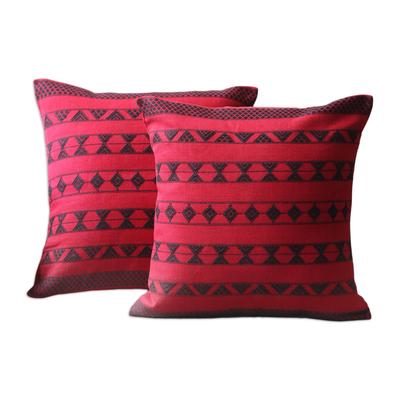 Desert Wine,'Cotton Patterned Cushion Cover (Pair)'