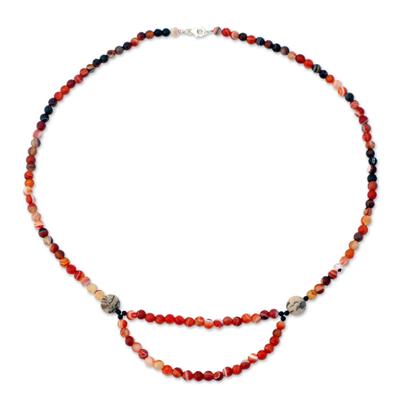 'Festivity' - Onyx and Carnelian Strand Necklace