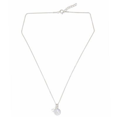 Wishbone Silhouette,'Thai Brushed Sterling Silver Wishbone Pendant Necklace'