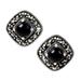 Vintage Belle,'Vintage Style Onyx and Marcasite 925 Silver Button Earrings'