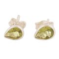 Green Allure,'Sterling Silver Stud Earrings with Peridot Gemstone'