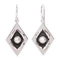 Venus,'Cultured Pearl and Taxco Silver Dangle Earrings from Mexico'