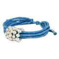 All My Love in Sky Blue,'Sky Blue Cord Bracelet with Cultured Pearls from Thailand'