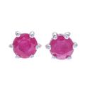 Catch a Star in Pink,'Handmade Ruby and Sterling Silver Stud Earrings'