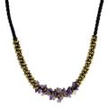 'Lilac Orchids' - Artisan Crafted Brass Beaded Amethyst Necklace