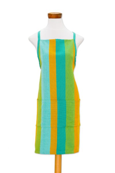 Summer Cooking,'Handwoven Striped Cotton Apron from Guatemala'