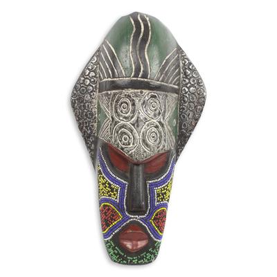 African beaded wood mask, 'Landa'