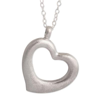 Dancing Heart,'Sterling Silver Satin Finish Heart Pendant Necklace'
