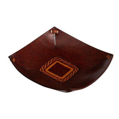 Celtic Magic,'Hand Tooled Leather Celtic Catchall from Peru'