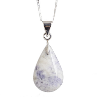 '925 Silver Black & Lilac Jade Double-Sided Pendant Necklace'
