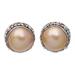 Golden Pearl Trophy,'Balinese Sterling Silver Button Earrings with Golden Pearls'