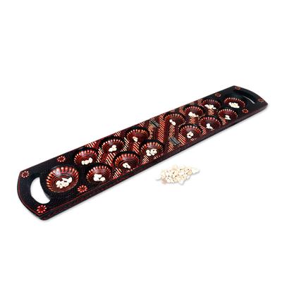 'Hand-painted Wood Batik Mancala Game from Indonesia'