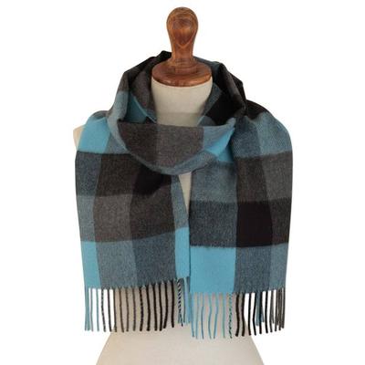 Teal Squared,'Very Soft Teal Alpaca Wool Plaid Scarf'