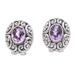 Deep Allure,'Sterling Silver Faceted Amethyst Button Earrings from Bali'
