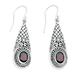 Sparkling Delight,'Handcrafted Garnet and Sterling Silver Dangle Earrings'