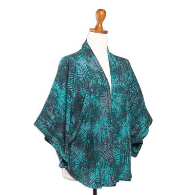 Emerald Ocean,'Handmade Batik Rayon Kimono Jacket'
