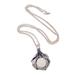 Leafy Flower,'Floral Sterling Silver Pendant Necklace from Bali'