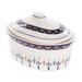 Antigua Breeze,'Ceramic Hand Painted Covered Oval Casserole Geometric Motif'