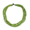 Oasis Dance,'Long Multi Strand Bright Green Beaded Wood Necklace'