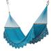 Refreshing Heaven,'Handcrafted Blue Floral Cotton Rope Hammock (Double)'