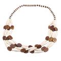Earth's Light,'Handcrafted Brown and White Bone Beaded Necklace from India'