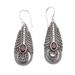 Temple Art,'Garnet on Balinese Sterling Silver Earrings Crafted by Hand'