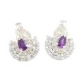 Peacock Beauty,'Amethyst and CZ Peacock Drop Earrings'