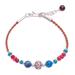 Wonder,'Agate and Quartz Beaded Cord Bracelet with Sterling Silver'