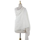 Cotton and silk blend shawl, 'Lucknow Meadow in White'