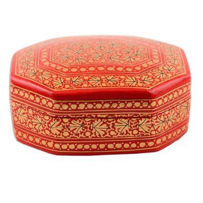 Kashmir Radiance,'Elegant Papier Mache and Wood Trinket Box'