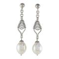 Lily Mind,'Handmade Sterling Silver and Cultured Pearl Dangle Earrings'