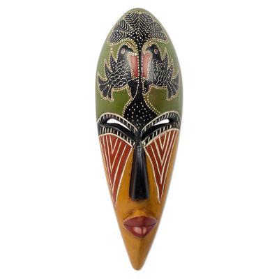 Eagle,'African Artisan Designed Wood Wall Mask with Eagle Motif'