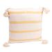 Yellow Brocade Bands,'Handwoven White Cotton Cushion Cover with Yellow Brocade'