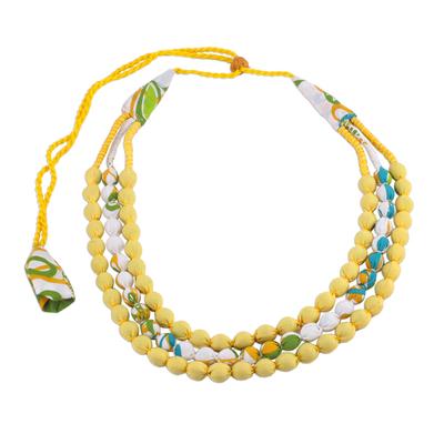 Lemon Drops,'Indian Handcrafted Necklace of Recycled Cotton Wrapped Beads'