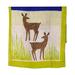 'Hand-Painted Bordered Silk Scarf with Deer Motif from India'