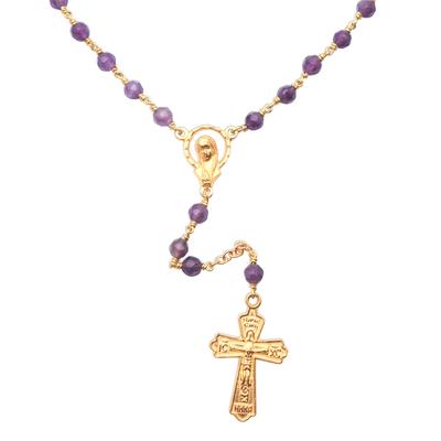 Cross of Salvation,'Gold Plated Amethyst Rosary Crafted in Bali'