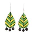 Dainty Leaves,'Leaf-Shaped Ceramic Chandelier Earrings from India'