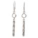 Bamboo Stalk,'Engraved Bamboo Motif 925 Sterling Silver Dangle Earrings'