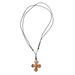 Sacred Bone,'Cross Bone Pendant Necklace with Leather Cord from Bali'