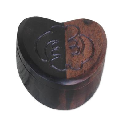 Love of Adinkra,'Handmade Decorative Ebony Wood Heart Shaped Adinkra Box'