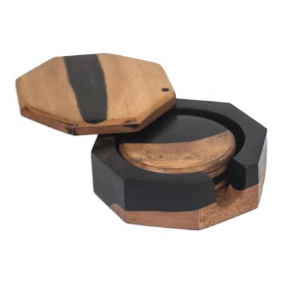 Shifting Earth,'Handcrafted Ebony Wood Coasters fr...