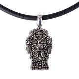 Coatlicue,'Nahua Men's Sterling Silver Pendant Necklace from Mexico'